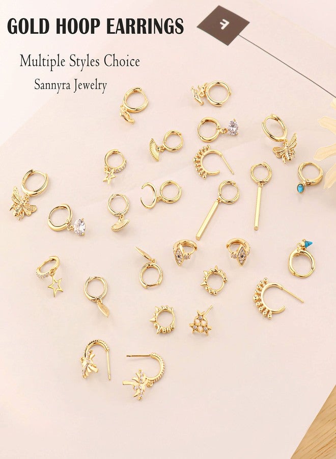 SANNYRA Spike Hoop Earrings for Women, Small Huggie Hoop Earrings 14K Gold Plated Hypoallergenic Minimalist Ear Jewelry - Image 5